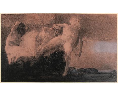 Jettmar, Rudolf: (1869 Zawodzie/Polen - Wien 1939). Felslandschaft mit See. Radierung, 1902. 24,7 x 36,6 cm, Blgr. 34 x 50,5 