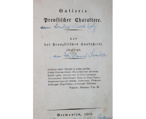 (Massenbach,C.K.A.L.v. u. P.F.F.Buchholz).: Gallerie preussischer Charaktere. Aus der franz. Handschrift übers. "Germanien" (