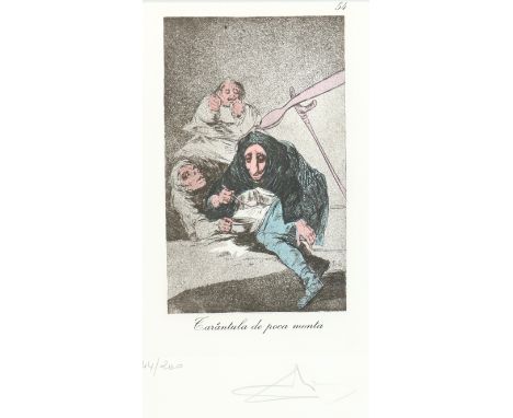 Dali, Salvador: (1904 Figueres 1989). Tarántula de poca monta. Blatt 54 aus der Folge "Les Caprices de Goya de Dali". Kaltnad