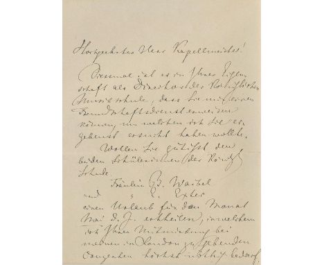 Wagner, Richard: (1813-1883). Eh. Brief. m. U. Bayreuth 29. März (18)77.  2 S.  Brief an den Kapellmeister der Königlichen Mu