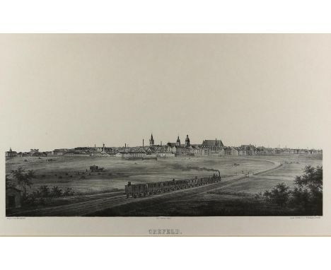 Krefeld.: Lithographie v. Gustav Frank bei F.Neubürger jr., Dessau. Um 1856. Ca. 34 x 58 cm. Unter Glas gerahmt (nicht ausger