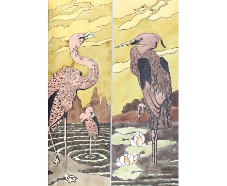 Jugendstil.: Über 103 Orig.-Zeichnungen auf Papier, mit Klammern in Papier-Umschlägen geheftet. (Umschläge tls. stockfl., etw