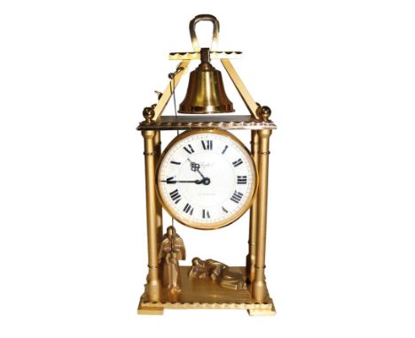 Imhof figürliche Tischuhr.: Bronze feuervergoldet. Modell Striking. 8 Tage Werk. Mönch die Glocke per Zug betätigend. Uhrwerk