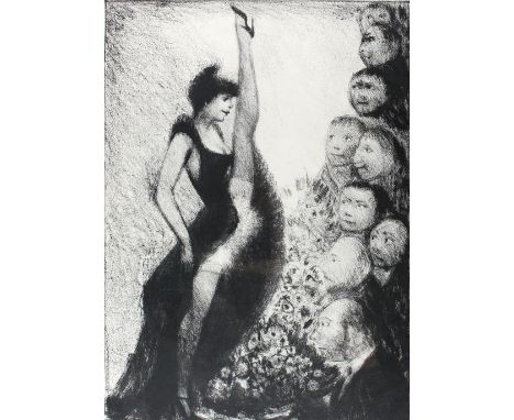 Georg, Edouard Joseph: (1893 Sydney - Callian 1969). Gruppe von Männern blickt einer beinschwingenden Cancan Tänzerin unter d