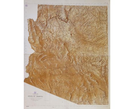 Arizona.: Relief Map State of Arizona. Farb. Reliefkarte v. H. Renshawe nach einer topographischen Karte von N.H. Darton bei 