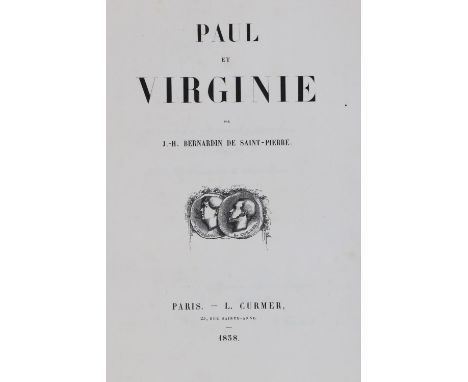 Saint-Pierre.: Paul et Virginie. et la chaumière indienne. Paris, Curmer 1838. Kl.4°,. Mit 7 Stahlstich- Portraits, 29 Holzst