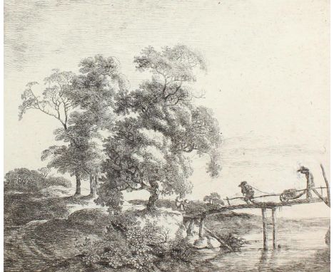 Klengel, Johann Christian: (1751 Kesseldorf - Dresden 1824). Landschaften. 5 Bl. Radierungen auf 1 Karton mont., Ende 18. Jh.