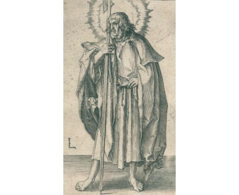 Leyden, Lucas van: (1494 Leiden 1533). Der heilige Matthäus. Kupferstich auf feinem Bütten, 1511. Blgr. 11,7 x 7,3 cm. Auf, b
