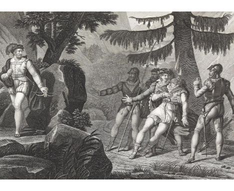 Folge: von 2 x 2 Bl. einer Serie zu Wilhelm Tell. Kupferstiche von Choubard nach Chasselat u. Bodem bei bei Tessari, Paris um