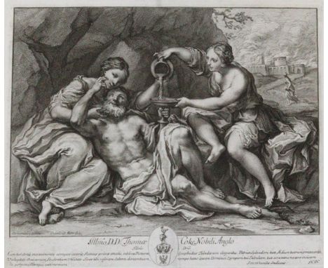Kent, William: (1684 Yorkshire - London 1748). Loth und seine Töchter. Radierung n. Domenichino (Domenico Zampieri, 1581-1641