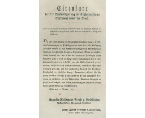 Verordnungen.: Sammlung v. ca. 190 Kundmachungen, Kurrenden, Verordnungen u. Zirkularen. Brünn, Graz, Klagenfurt, Kornneuburg