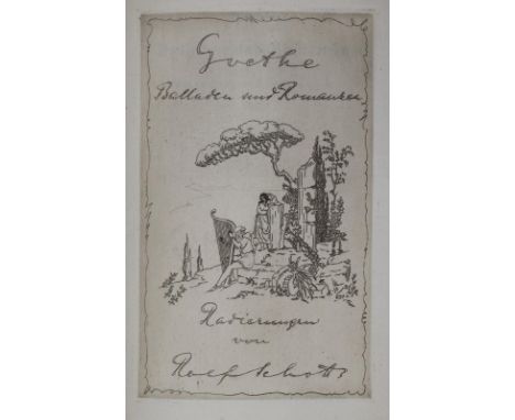 Cervantes Saavedra,M.de.: La Espanola Inglesia. Bln., Gurlitt 1924. 4°. Mit 10 ganzs. Orig.-Rad. v. Sepp Frank, alle eh. mono