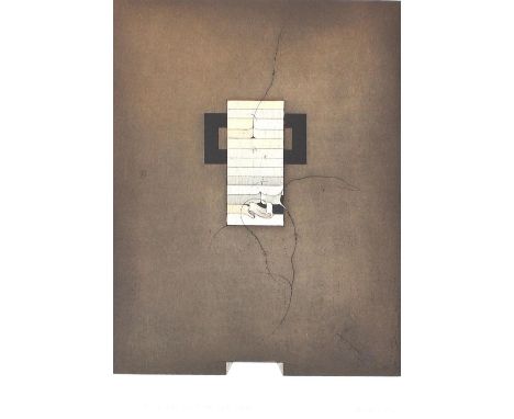 Schreiter, Johannes: (1930 Buchholz - lebt in Langen). Fragmentraum-Bild 6/1979/R. Aquatintaradierung. 1979. 32,5 x 25,8 cm. 
