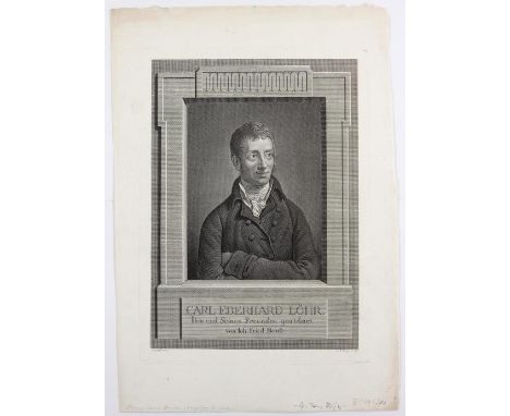 Löhr, Carl Eberhard.: Kupferstich von Johann Friedrich Bause n. A. Graff. 1809. Blgr. 43,9 x 30,4 cm. Plgr. 34 x 24,5 cm. Pro