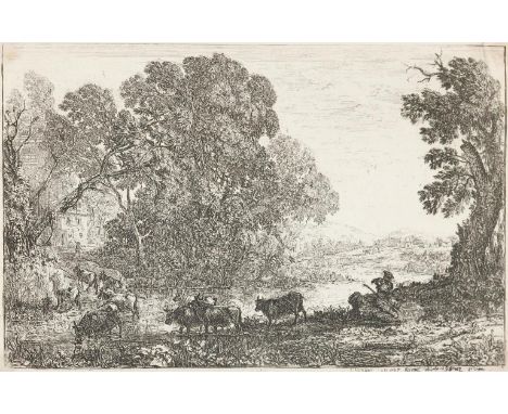 Lorrain, Claude (d.i. Claude Gellée: 1600 Champagne - Rom 1683). Le Bouvier (Der Ochsentreiber). Radierung aus: A Collection 