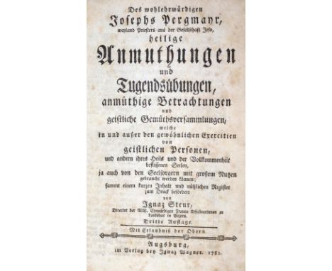 Sammlung: von 15 Schriften Theologie in deutscher Sprache, 18. Jh. Versch. Einbde.  ╔Enthält u.a.:╗ Pergmayr,J. Heilige Anmut
