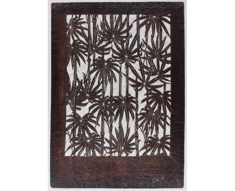 Java.: Palmenmotiv. Ausgestanztes Ölpapier, 20. Jh. Blgr. 58 x 41,5 cm. Am ob. Rd. unter Passep. geklebt.   R