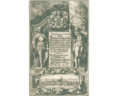 Zeiller,M.: Topographia Sueviae, das ist... Frankfurt, M.Merian 1643 (= 1655). Fol. Mit Kupfertitel, 3 gest. Karten u. 58 ges