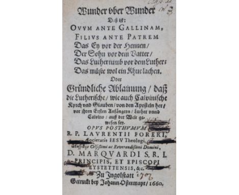 Forer,L.: Wunder über Wunder Daß ist: Ovum ante gallinam, filius ante patrem Das Ey vor der Hennen, Der Sohn vor dem Vatter, 