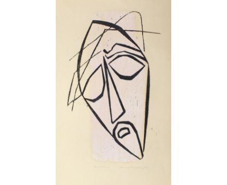 Kalinowski, Horst Egon: (1924 Düsseldorf 2013). Tête de Christ. Holzschnitt, Paris 1954. Blgr. 50 x 34 cm. Sign., dat., betit