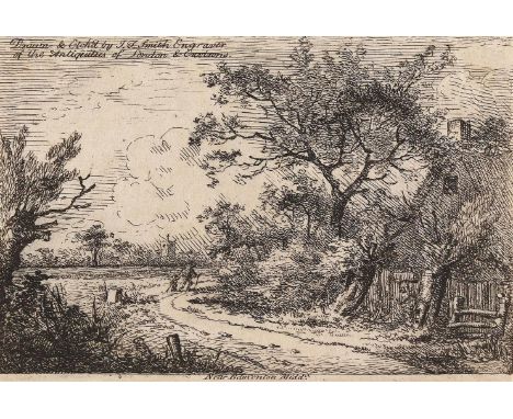 Smith, John Thomas: (1766 London 1833). 6 Blatt mit Landschaften. Radierungen, ca. 1795. Qu.16°-Qu.8°. 3 Bl. mit dem Namenszu