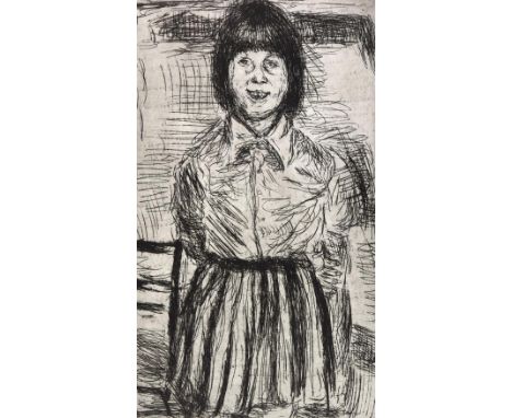 Wais, Alfred: (1905 Birkach - Stuttgart 1988). (Mädchen mit Pagenopf). Kaltnadelradierung. 33,5 x 19,7 cm. Undeutl. betitelt,