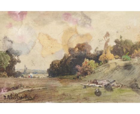 Willroider, Josef: (1838 Villach - München 1915). Landschaft (Feld). Aquarell auf Papier. Ca. 9 x 14 cm. Unten links sign. - 