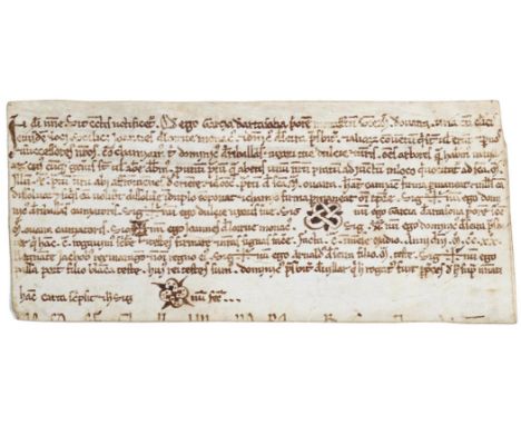 Notariatsinstrument.: Lateinische Handschrift auf Pergament, wohl Spanien, dat. 1220. (Regnate Jachobus rex in arago(n). Mit 