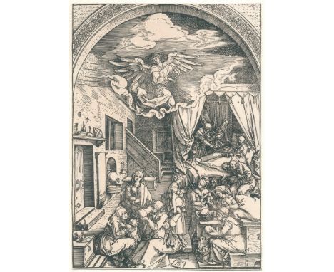 Dürer, Albrecht: (1471 Nürnberg 1528). Geburt Mariae. Bl. 5 aus dem Marienleben. Holzschnitt auf Bütten mit undeutl. WZ 1503.
