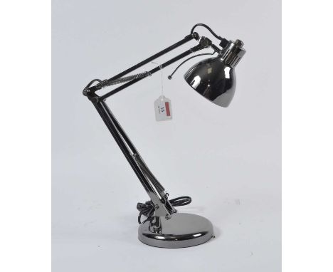A modern plated anglepoise desk lamp