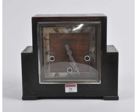An Art Deco Enfield oak cased eight-day mantel clock, h.22cm 