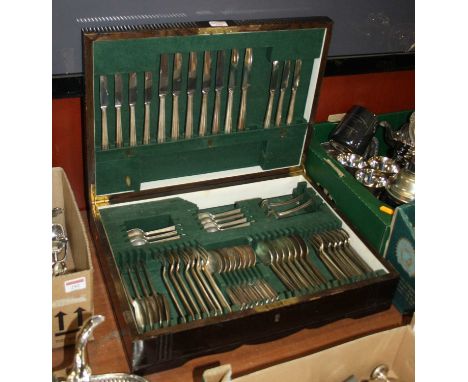 A mid-20th century oak cased canteen of silver plated flatware 