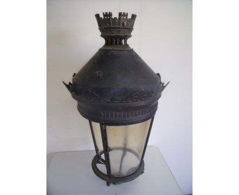 20th C patinated brass and steel Victorian style street lamp top