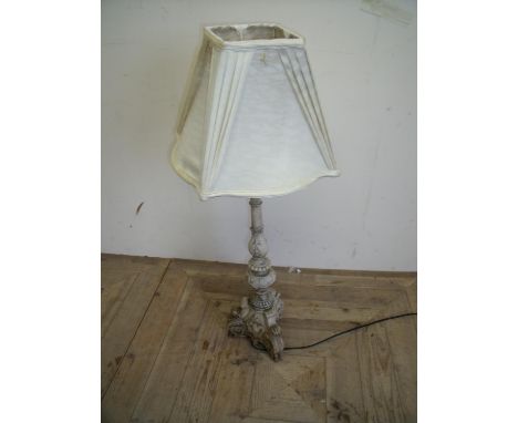 Modern continental 19th C style carved table lamp with shade 