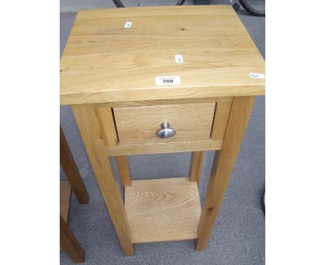 Light oak two tier lamp table with single frieze drawer 
