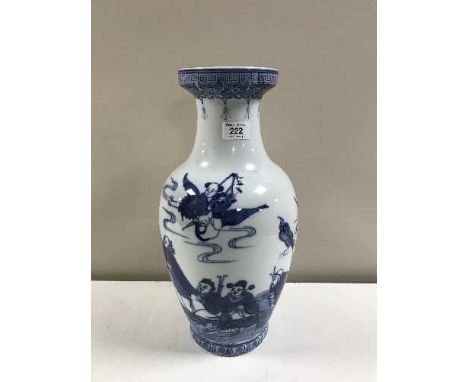 A Chinese blue and white porcelain baluster vase decorated with figures