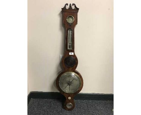 A Victorian inlaid mahogany banjo barometer