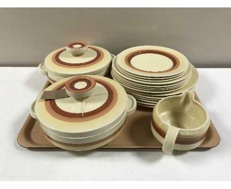 Twenty pieces of Clarice Cliff dinner ware