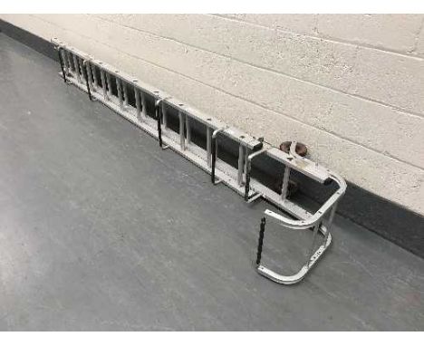 A twin section aluminium roof ladder