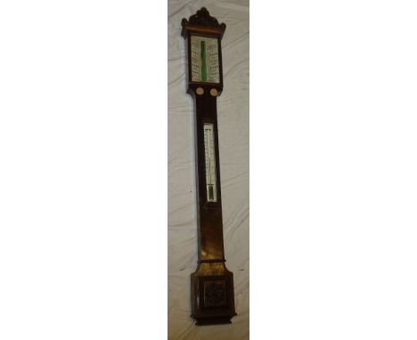 A 19th century Cornish mercury stick barometer by Berringer &amp; Schwerer of Redruth and Penzance with ivory scales above th