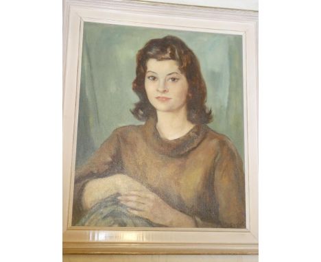 Marjorie Mostyn - oil on canvasBust portrait of a young lady, signed 23" x 19"