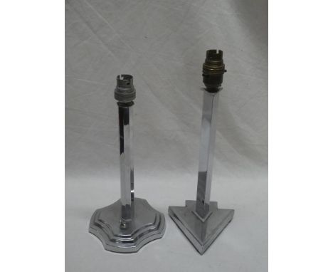 An Art Deco chromium-plated table lamp with arrow base and one other Art Deco chromium-plated table lamp (2)