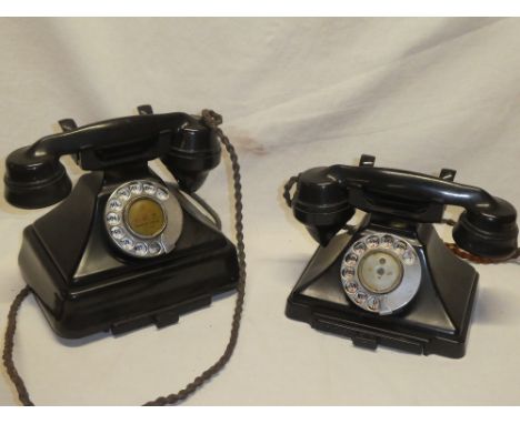 Two various vintage black telephones