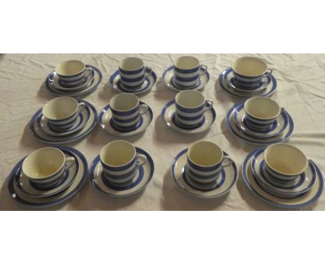A T.G. Green Cornish kitchen ware tea set with green shield marking comprising six tea cups, six tea plates together with fiv
