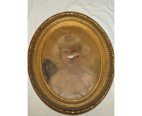 M** Smits Burgst - oil on canvasBust portrait of a young girl, signed and dated 1928 19" x 15" (af) in ornate gilt frame