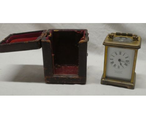 A good quality French carriage clock with rectangular enamelled dial by the West End Watch Co. Bombay &amp; Calcutta in tradi