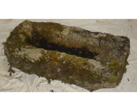 An old Cornish weathered granite rectangular trough, 25" x 13"