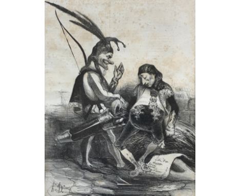After Honore Daumier, 1808-1879. 'Vas te coucher Figaro, tu sens la fièvre', 1833, lithograph, 28x20cm 