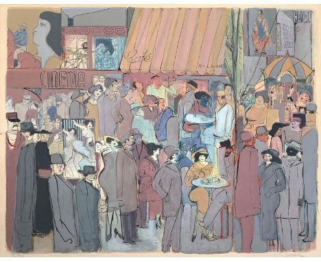 David Schneuer (Israeli, 1905-1988), 'Cafe Elysee', limited edition colour print, signed lower right and numbered 210/275, 55