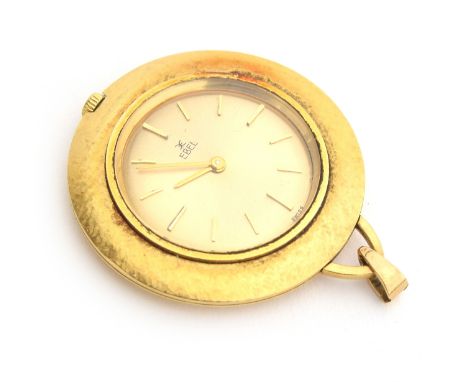 An Ebel 18ct gold cased slim pocket watch, the gilt face with baton numerals, 21.7g 